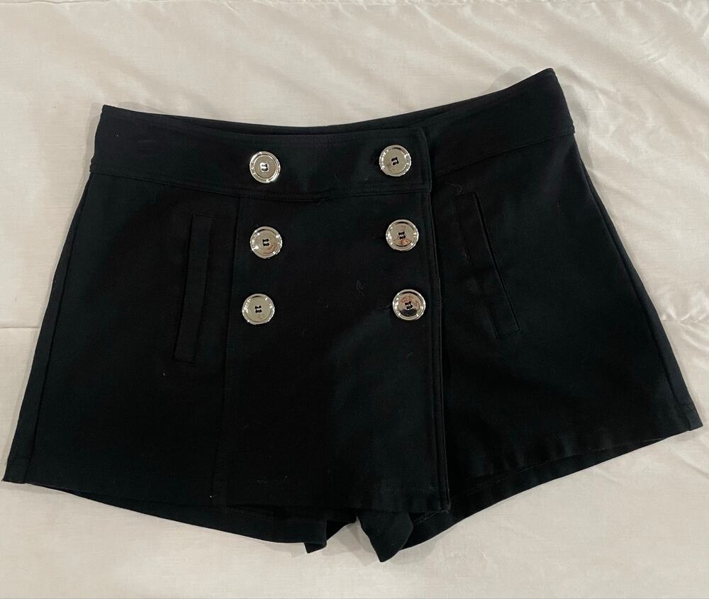 Vintage 90s Y2K Cache Contour Collection Black Sailor Button Skort (6)